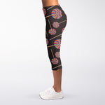 Colorful Swirl Lollipop Pattern Print Women's Capri Leggings