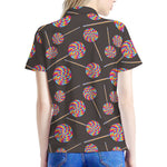 Colorful Swirl Lollipop Pattern Print Women's Polo Shirt