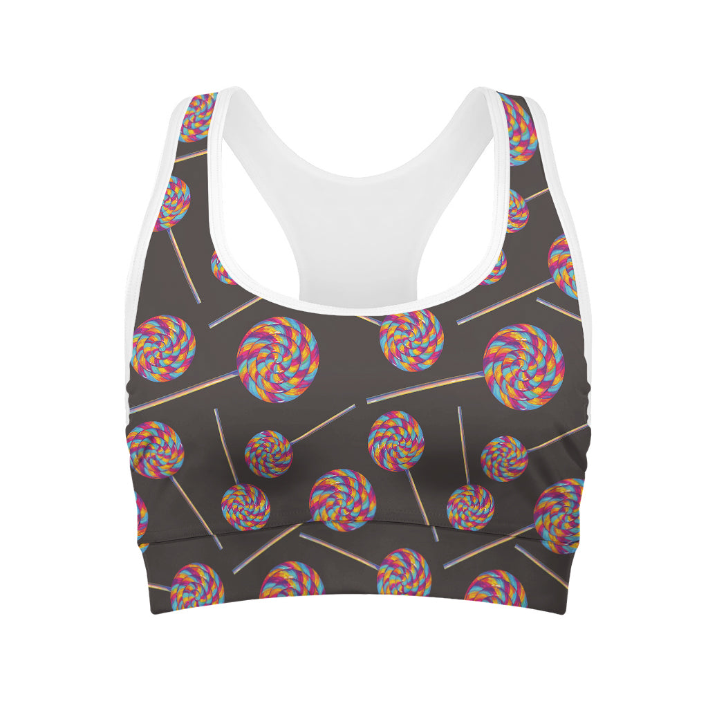 Colorful Swirl Lollipop Pattern Print Women's Sports Bra