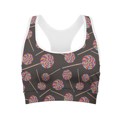 Colorful Swirl Lollipop Pattern Print Women's Sports Bra
