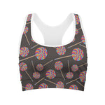 Colorful Swirl Lollipop Pattern Print Women's Sports Bra