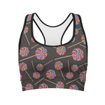 Colorful Swirl Lollipop Pattern Print Women's Sports Bra