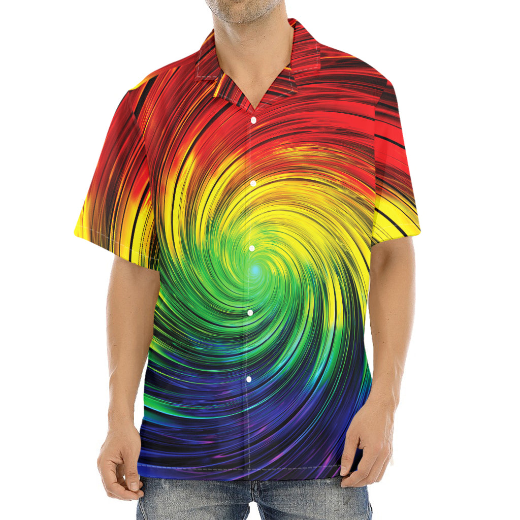 Colorful Swirl Print Aloha Shirt