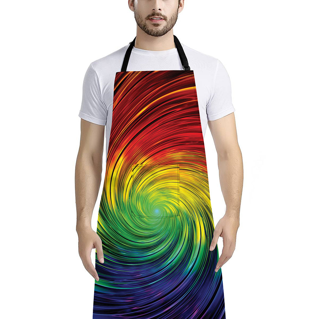 Colorful Swirl Print Bib Apron With Pocket