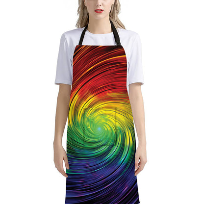 Colorful Swirl Print Bib Apron With Pocket