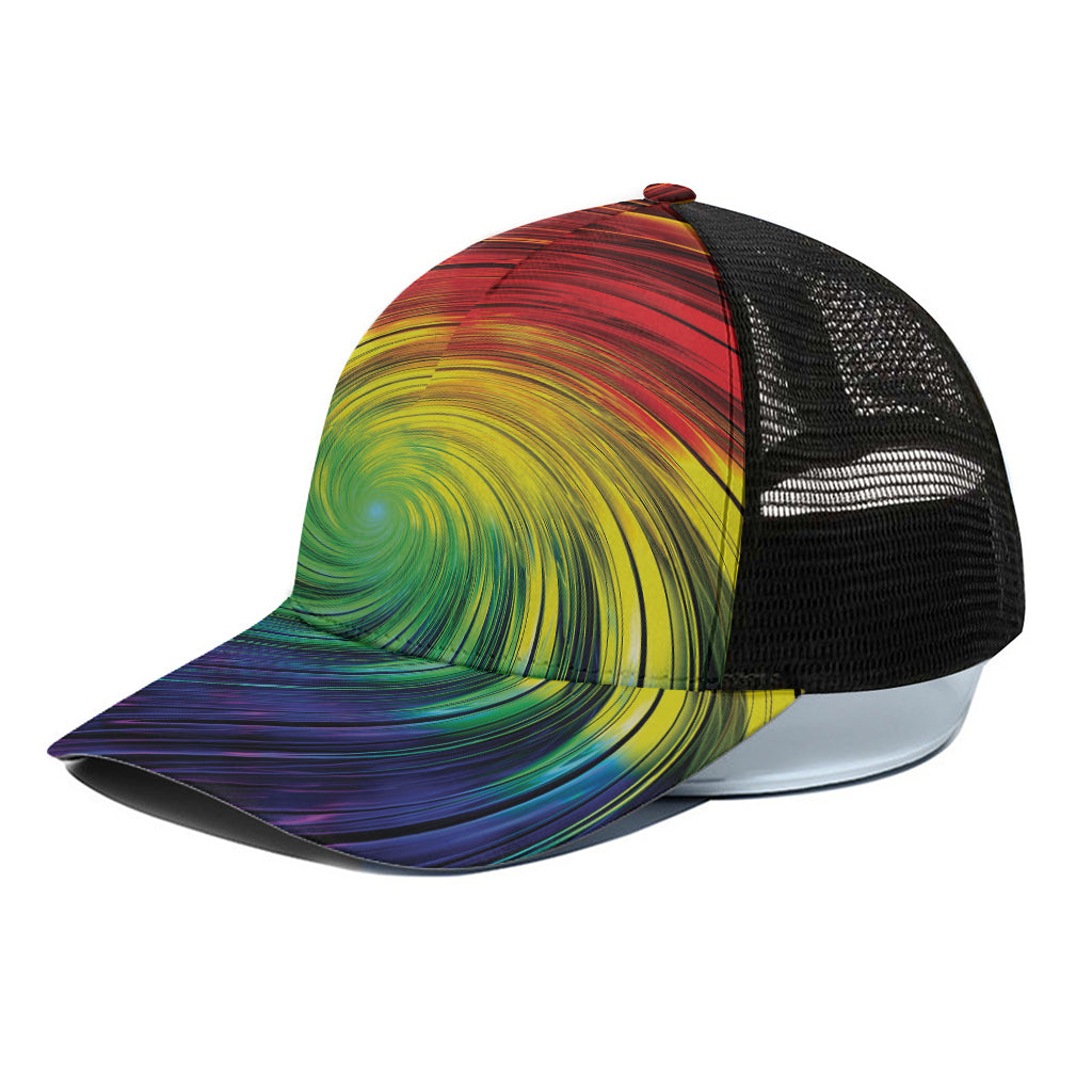 Colorful Swirl Print Black Mesh Trucker Cap