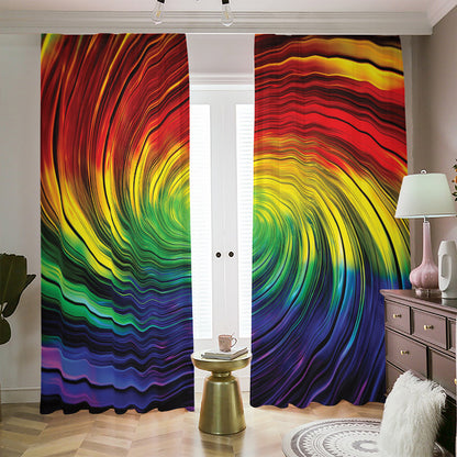 Colorful Swirl Print Blackout Pencil Pleat Curtains