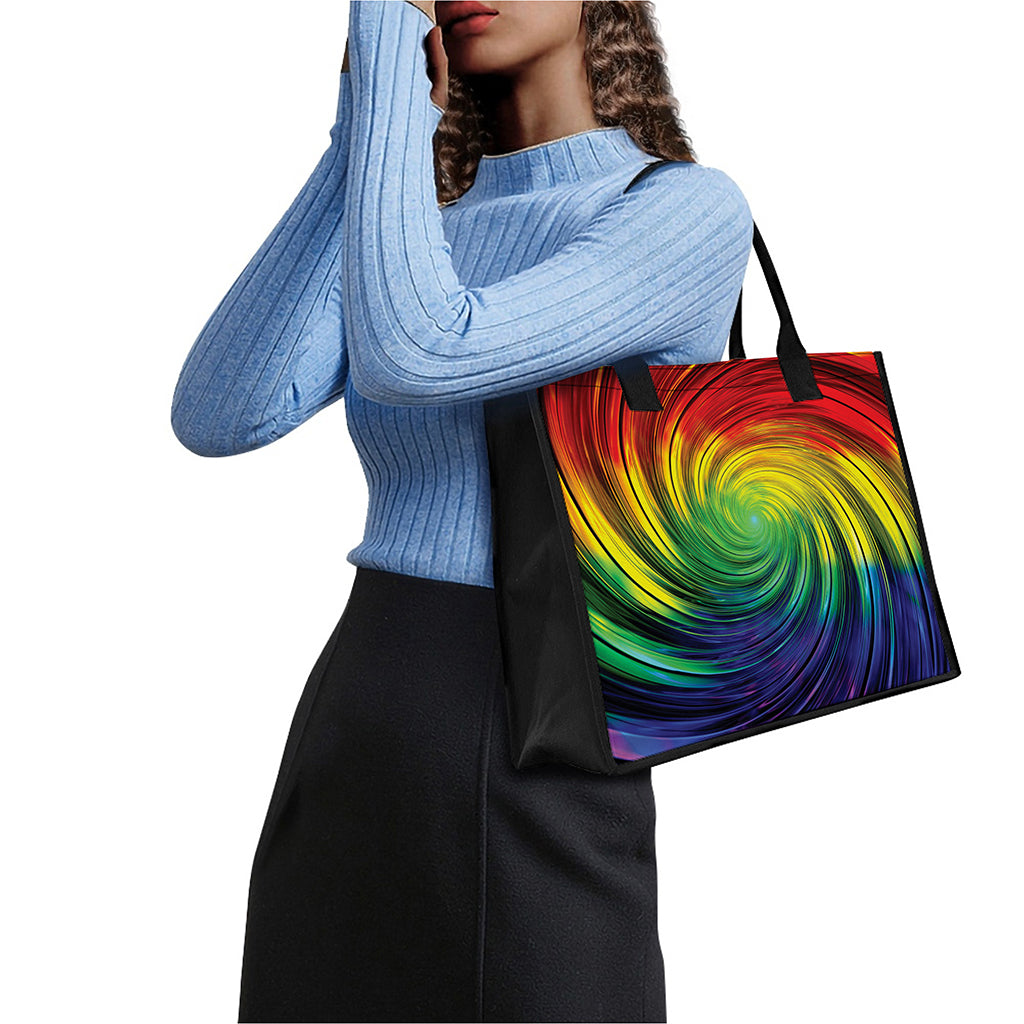 Colorful Swirl Print Canvas Tote Bag