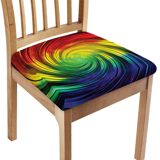 Colorful Swirl Print Chair Cushion Cover