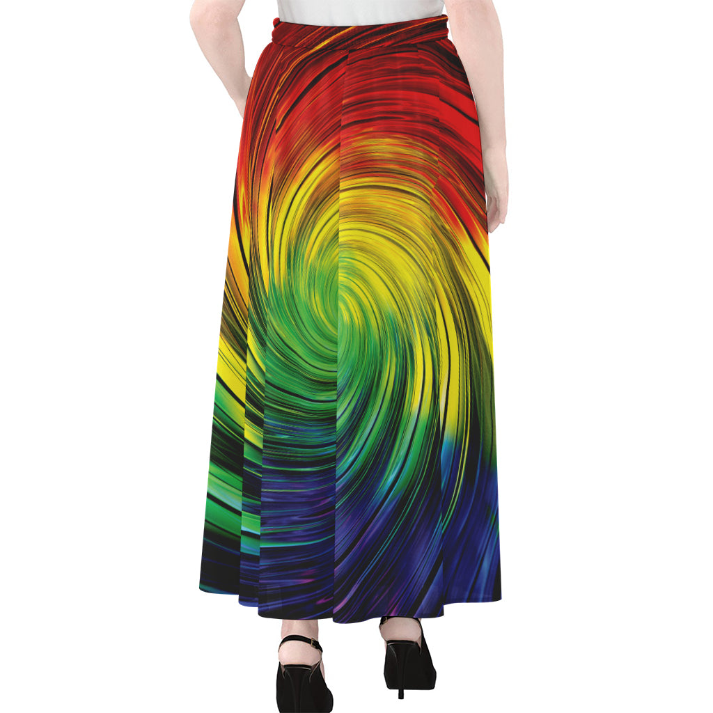 Colorful Swirl Print Chiffon Maxi Skirt