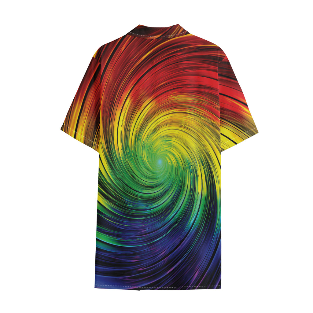 Colorful Swirl Print Cotton Hawaiian Shirt
