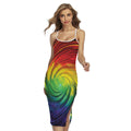 Colorful Swirl Print Cross Back Cami Dress