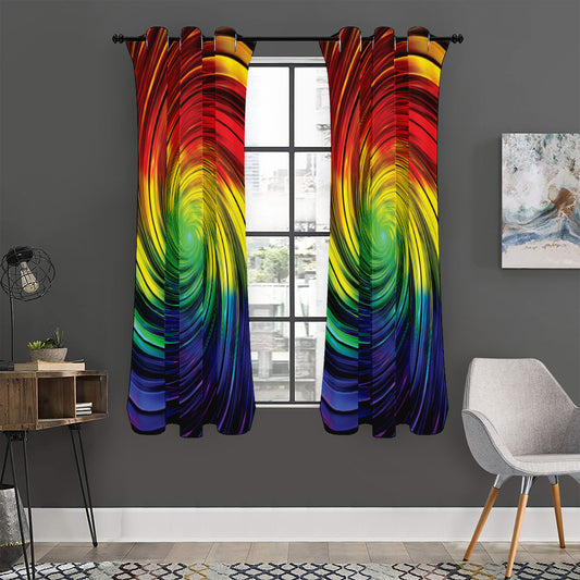 Colorful Swirl Print Curtain