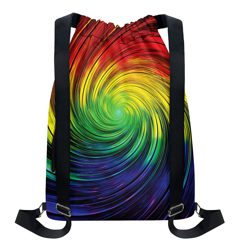 Colorful Swirl Print Drawstring Backpack