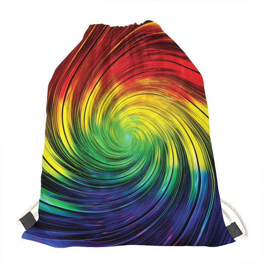 Colorful Swirl Print Drawstring Bag