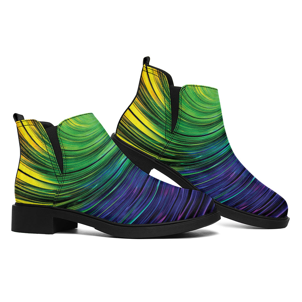 Colorful Swirl Print Flat Ankle Boots