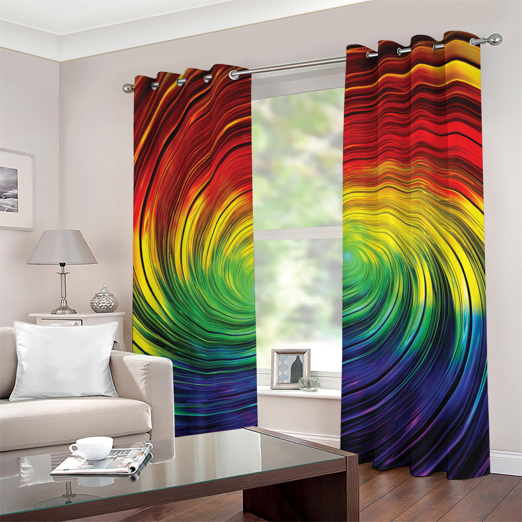 Colorful Swirl Print Grommet Curtains