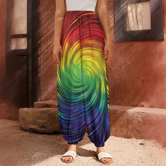 Colorful Swirl Print Harem Pants