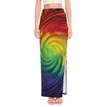 Colorful Swirl Print High Slit Maxi Skirt
