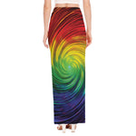 Colorful Swirl Print High Slit Maxi Skirt