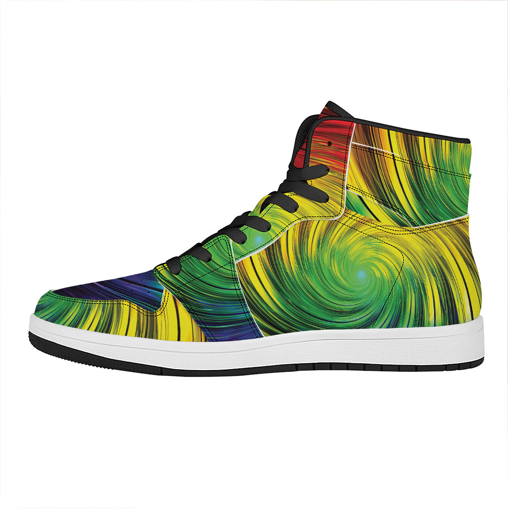 Colorful Swirl Print High Top Leather Sneakers