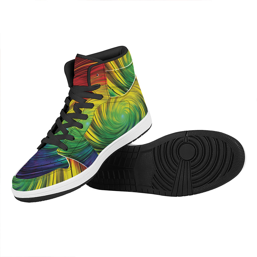 Colorful Swirl Print High Top Leather Sneakers