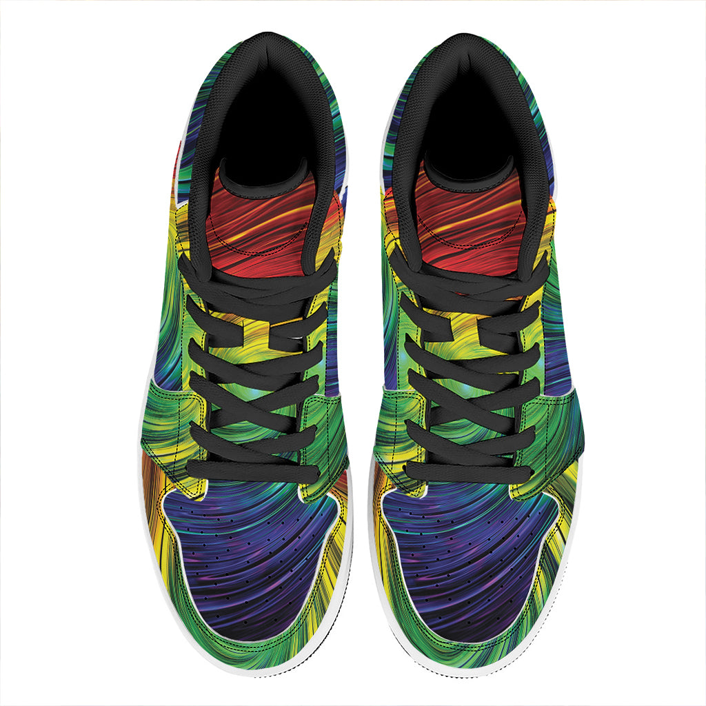 Colorful Swirl Print High Top Leather Sneakers