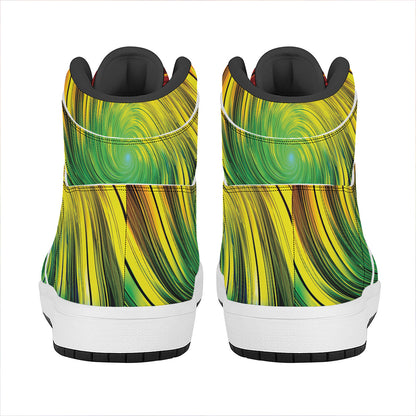 Colorful Swirl Print High Top Leather Sneakers