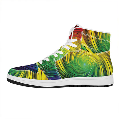 Colorful Swirl Print High Top Leather Sneakers