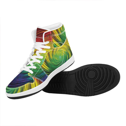 Colorful Swirl Print High Top Leather Sneakers