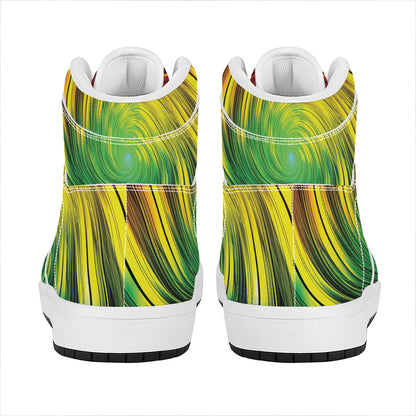 Colorful Swirl Print High Top Leather Sneakers