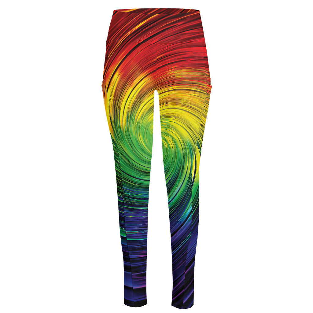Colorful Swirl Print High-Waisted Pocket Leggings