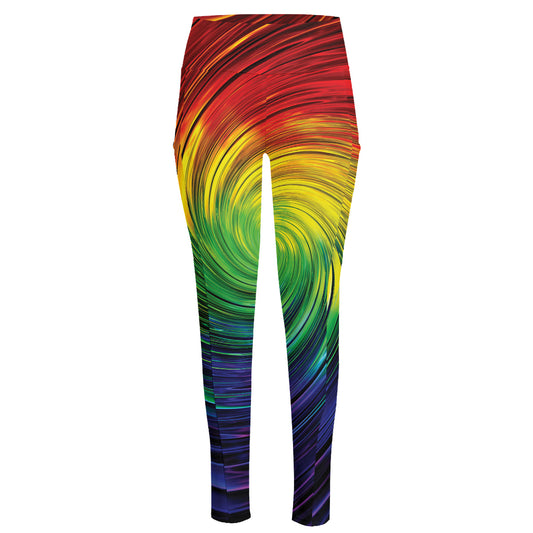 Colorful Swirl Print High-Waisted Pocket Leggings