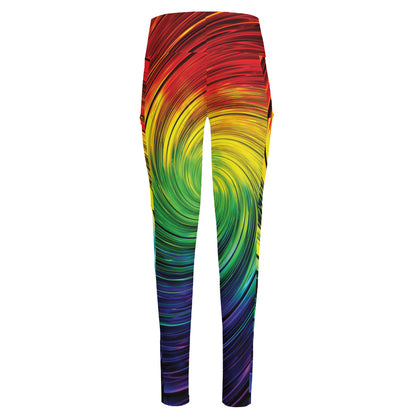 Colorful Swirl Print High-Waisted Pocket Leggings