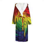 Colorful Swirl Print Hooded Bathrobe