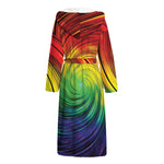 Colorful Swirl Print Hooded Bathrobe