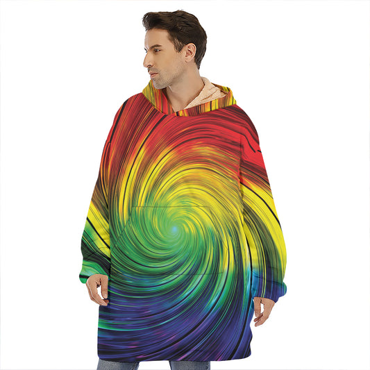 Colorful Swirl Print Hoodie Blanket