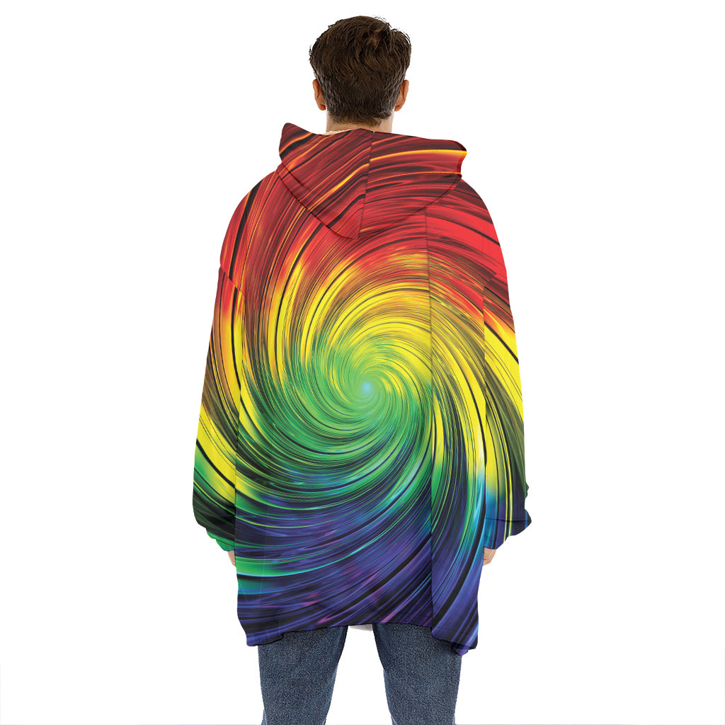 Colorful Swirl Print Hoodie Blanket