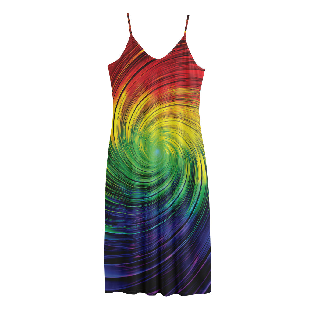 Colorful Swirl Print Jersey Midi Cami Dress