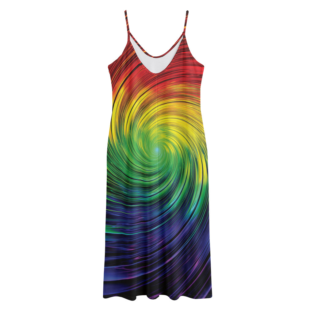 Colorful Swirl Print Jersey Midi Cami Dress
