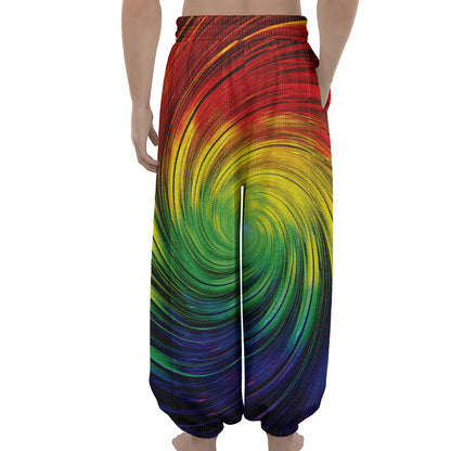 Colorful Swirl Print Lantern Pants