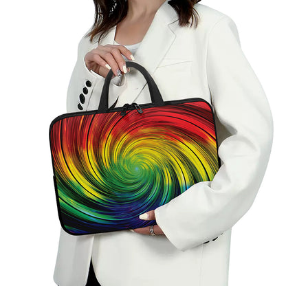 Colorful Swirl Print Laptop Sleeve With Handle