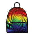 Colorful Swirl Print Leather Backpack