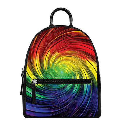 Colorful Swirl Print Leather Backpack