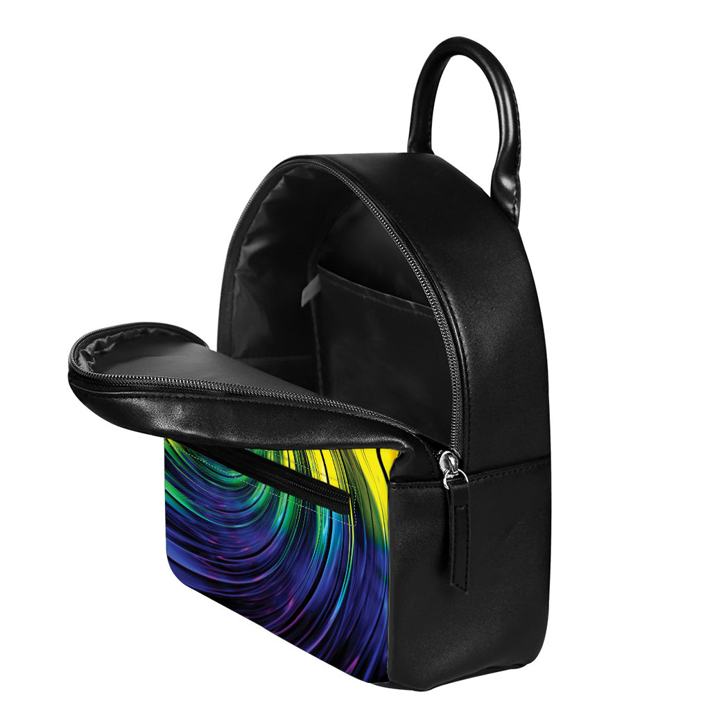 Colorful Swirl Print Leather Backpack
