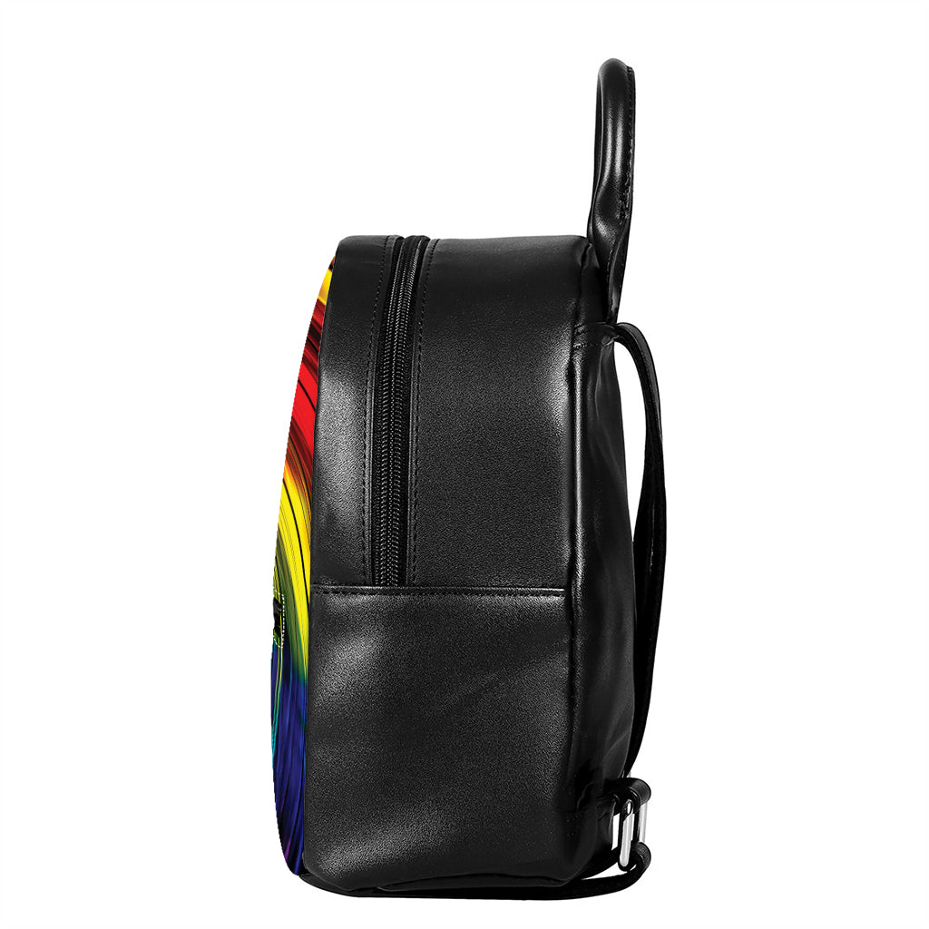 Colorful Swirl Print Leather Backpack