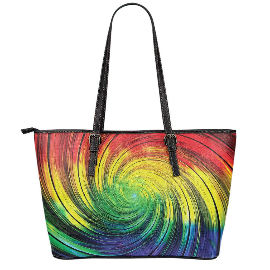 Colorful Swirl Print Leather Tote Bag