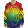 Colorful Swirl Print Long Sleeve Baseball Jersey