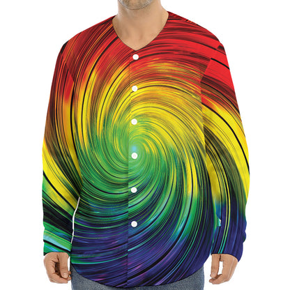 Colorful Swirl Print Long Sleeve Baseball Jersey