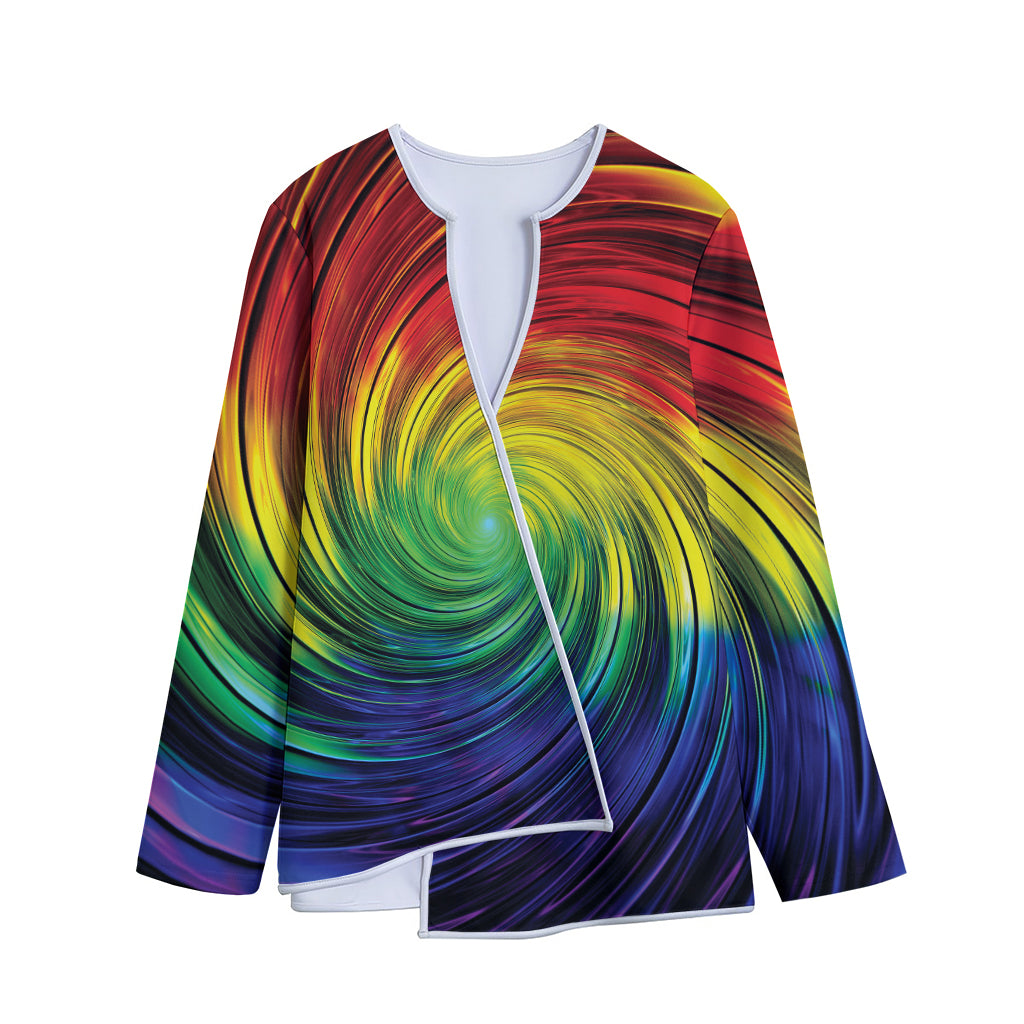 Colorful Swirl Print Long Sleeve Short Coat